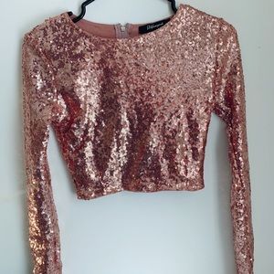 High Fashion Pink Crop Top With Sparkles